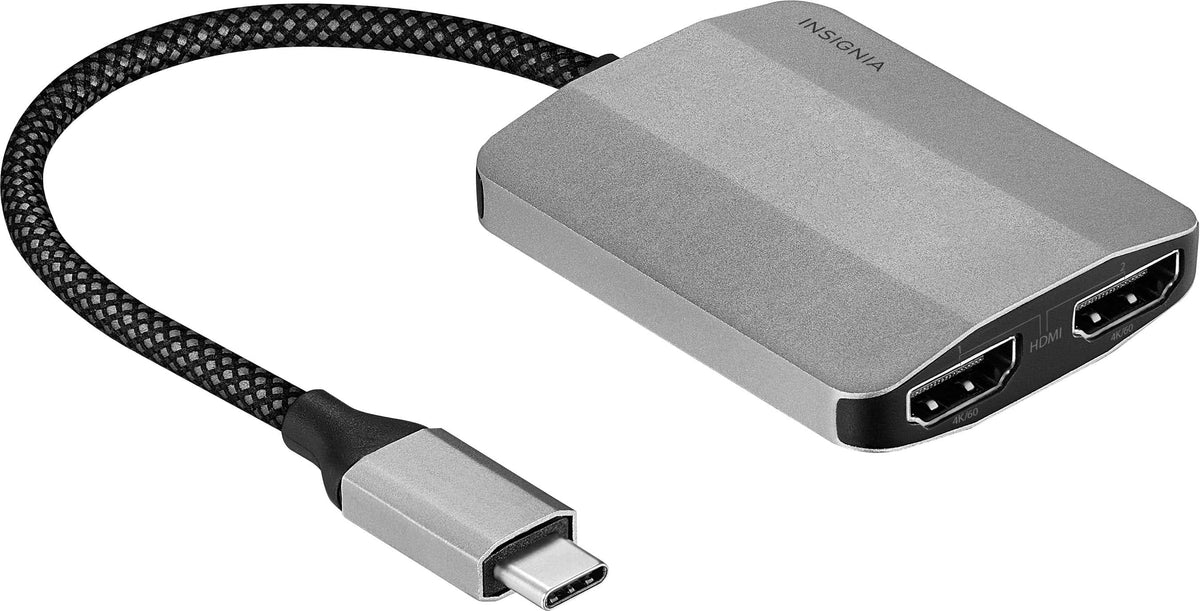 Insignia™ - USB-C to Dual 4K HDMI Adapter - Gray