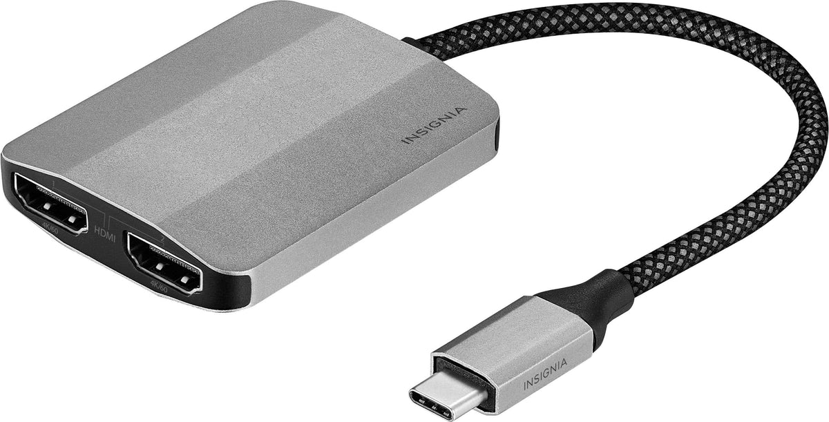Insignia™ - USB-C to Dual 4K HDMI Adapter - Gray