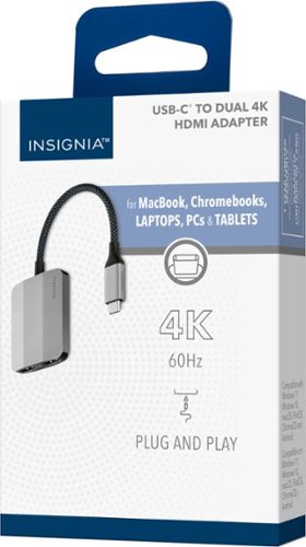 Insignia™ - USB-C to Dual 4K HDMI Adapter - Gray