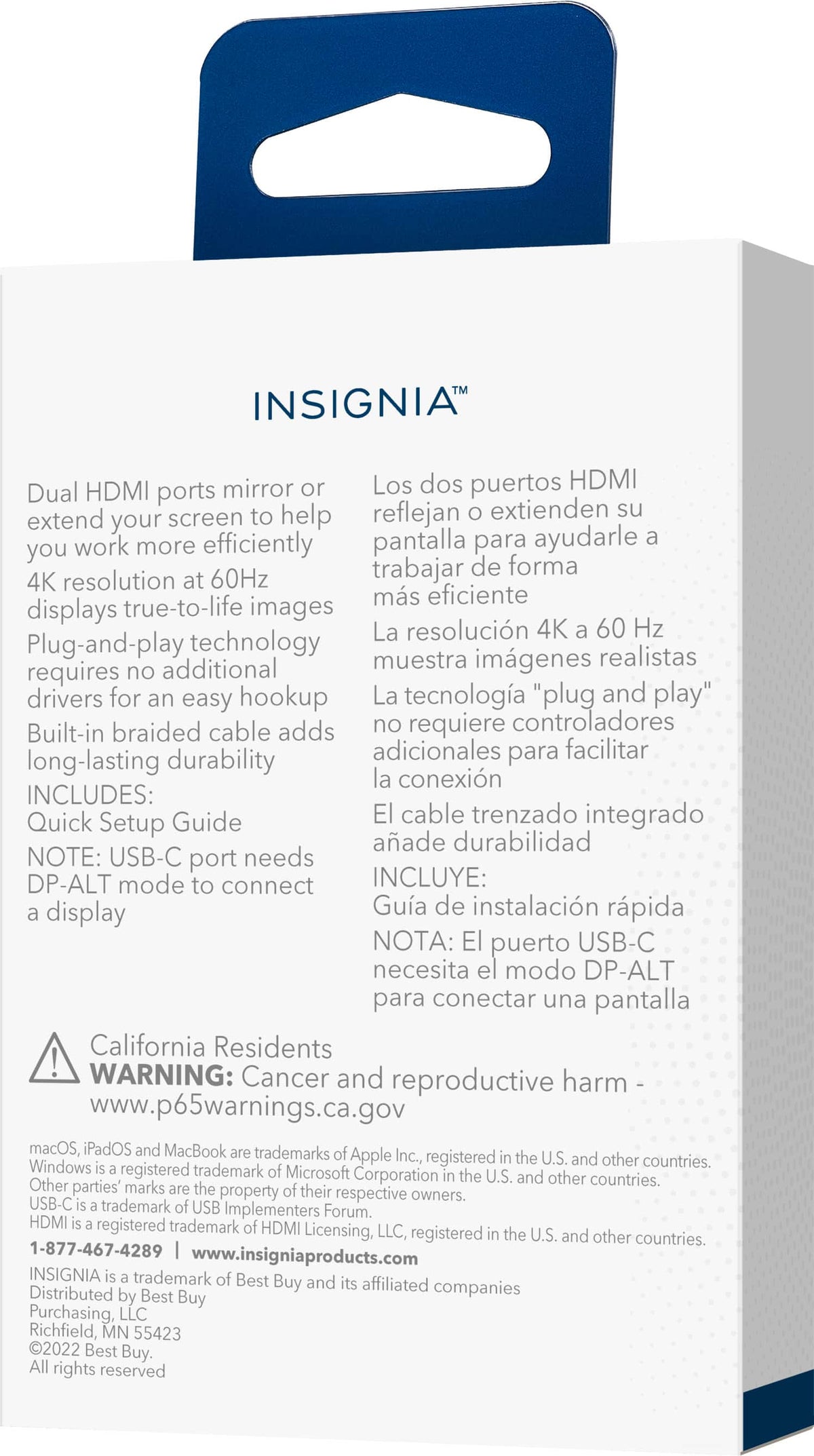 Insignia™ - USB-C to Dual 4K HDMI Adapter - Gray