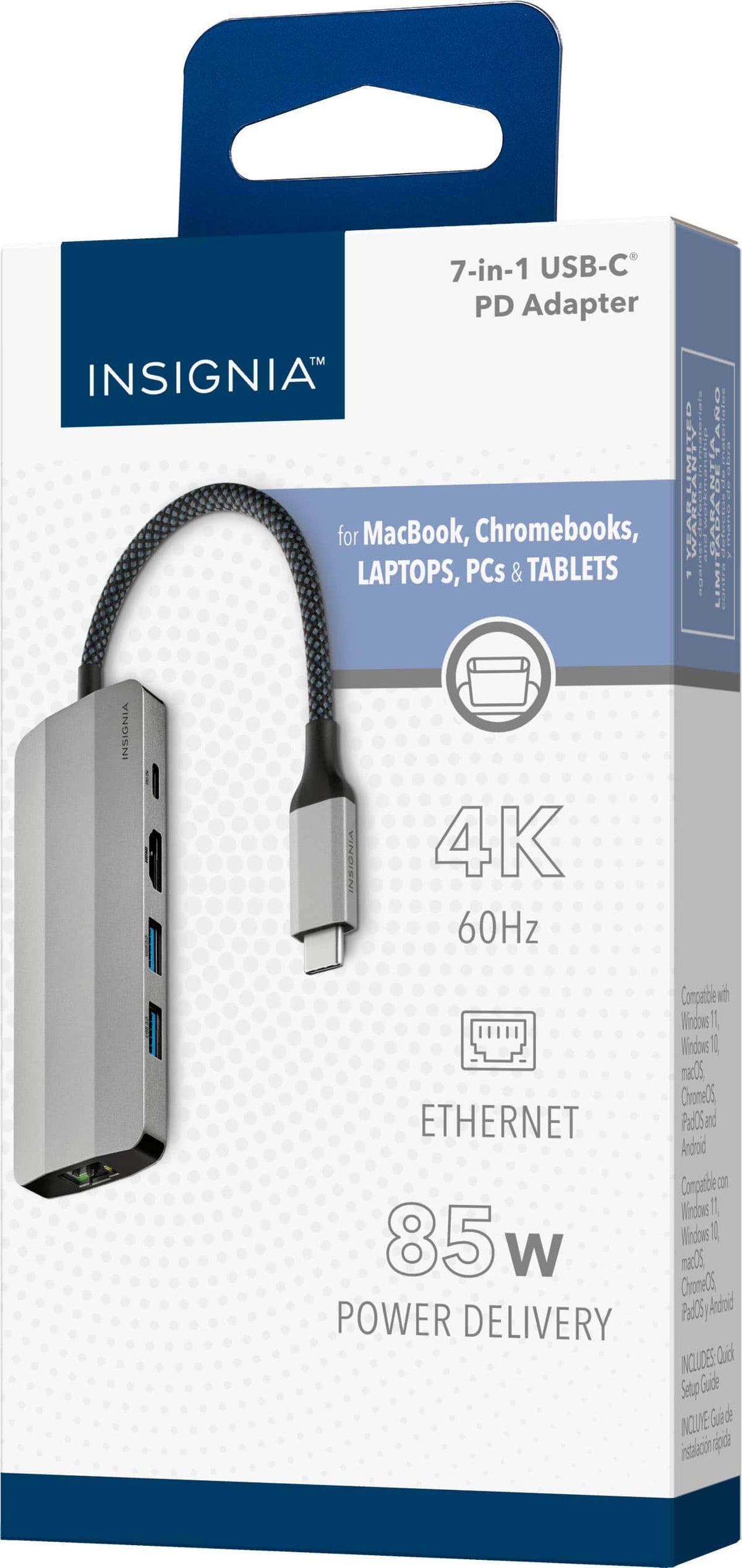 Insignia™ - 7-Port USB-C Hub - Gray
