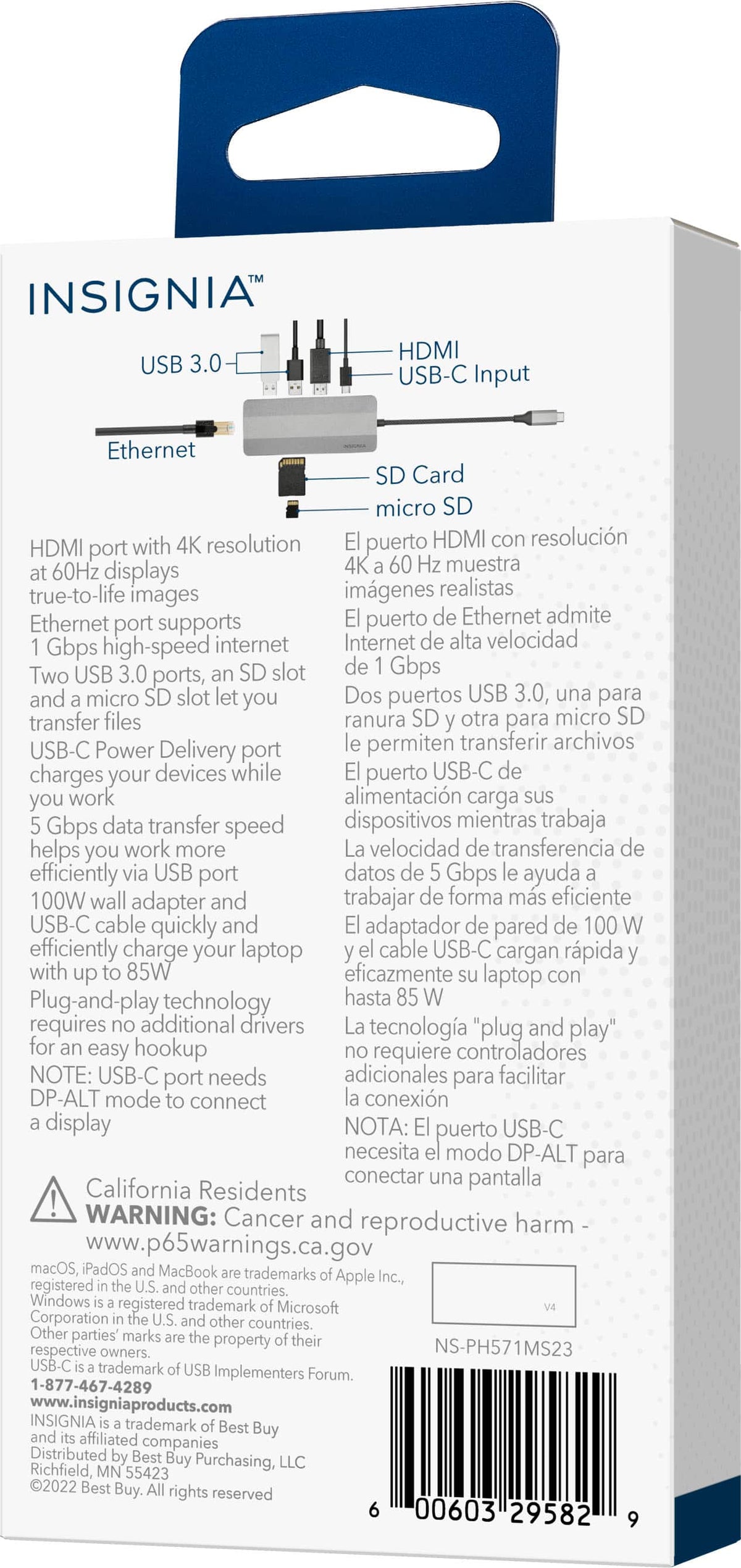 Insignia™ - 7-Port USB-C Hub - Gray