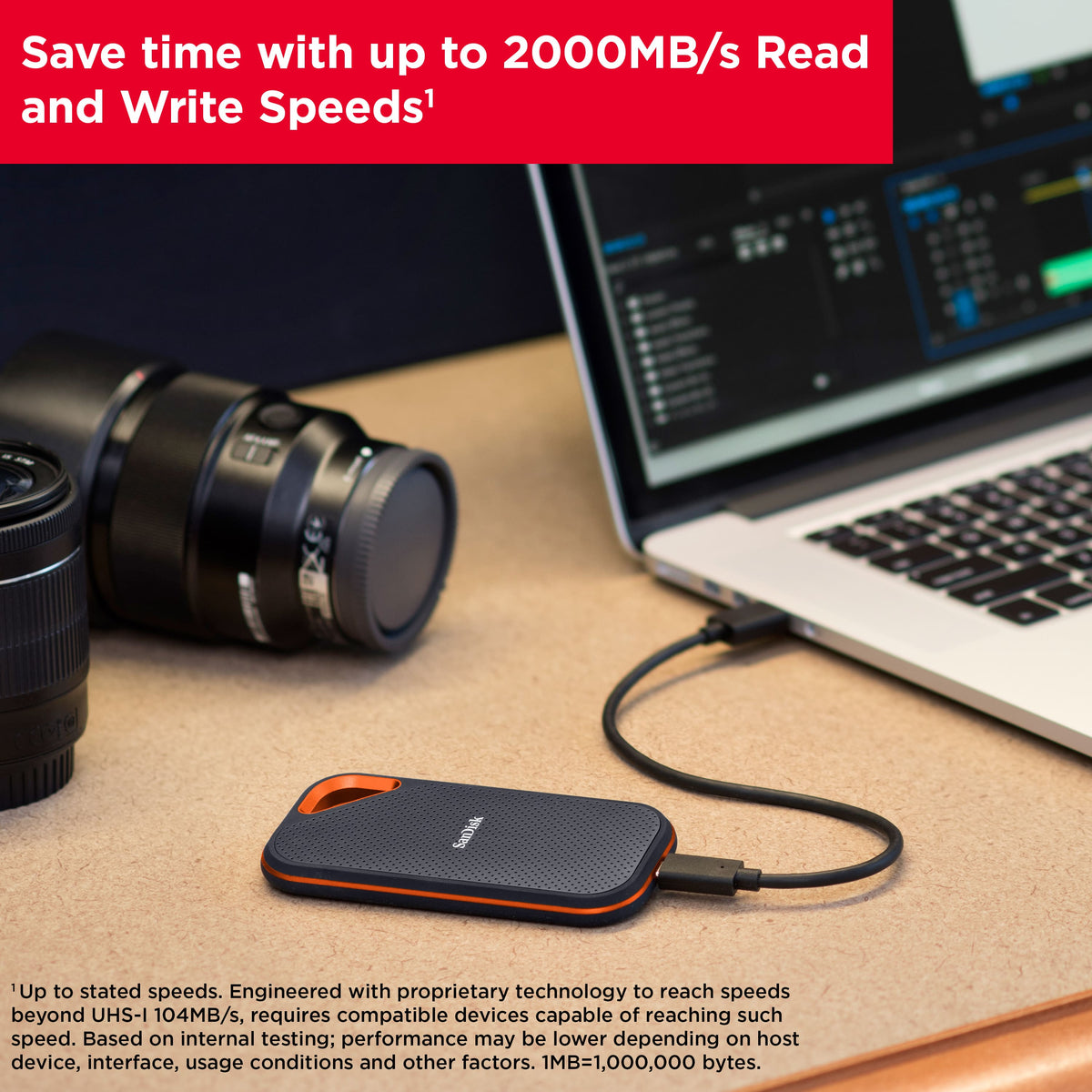 SANDISK - Extreme Pro Portable 4TB External USB-C NVMe SSD - Black