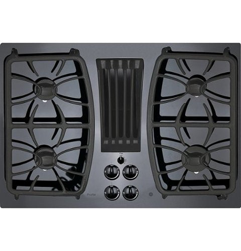 GE Profile - 30" Built-In Gas Cooktop with 4 burners and Downdraft Vent - Black