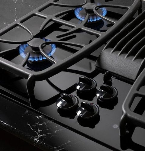 GE Profile - 30" Built-In Gas Cooktop with 4 burners and Downdraft Vent - Black