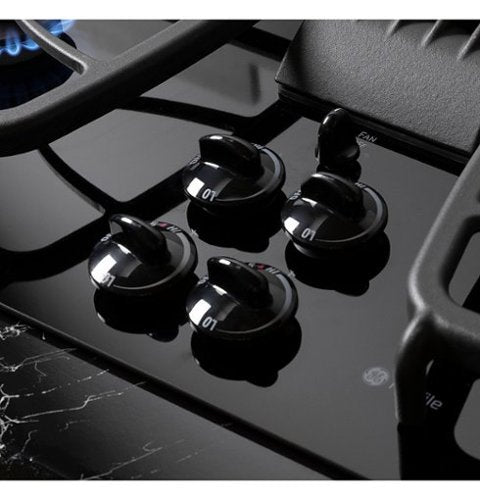GE Profile - 30" Built-In Gas Cooktop with 4 burners and Downdraft Vent - Black