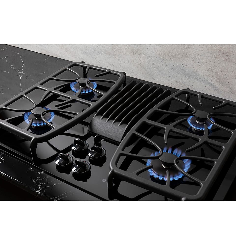 GE Profile - 30" Built-In Gas Cooktop with 4 burners and Downdraft Vent - Black