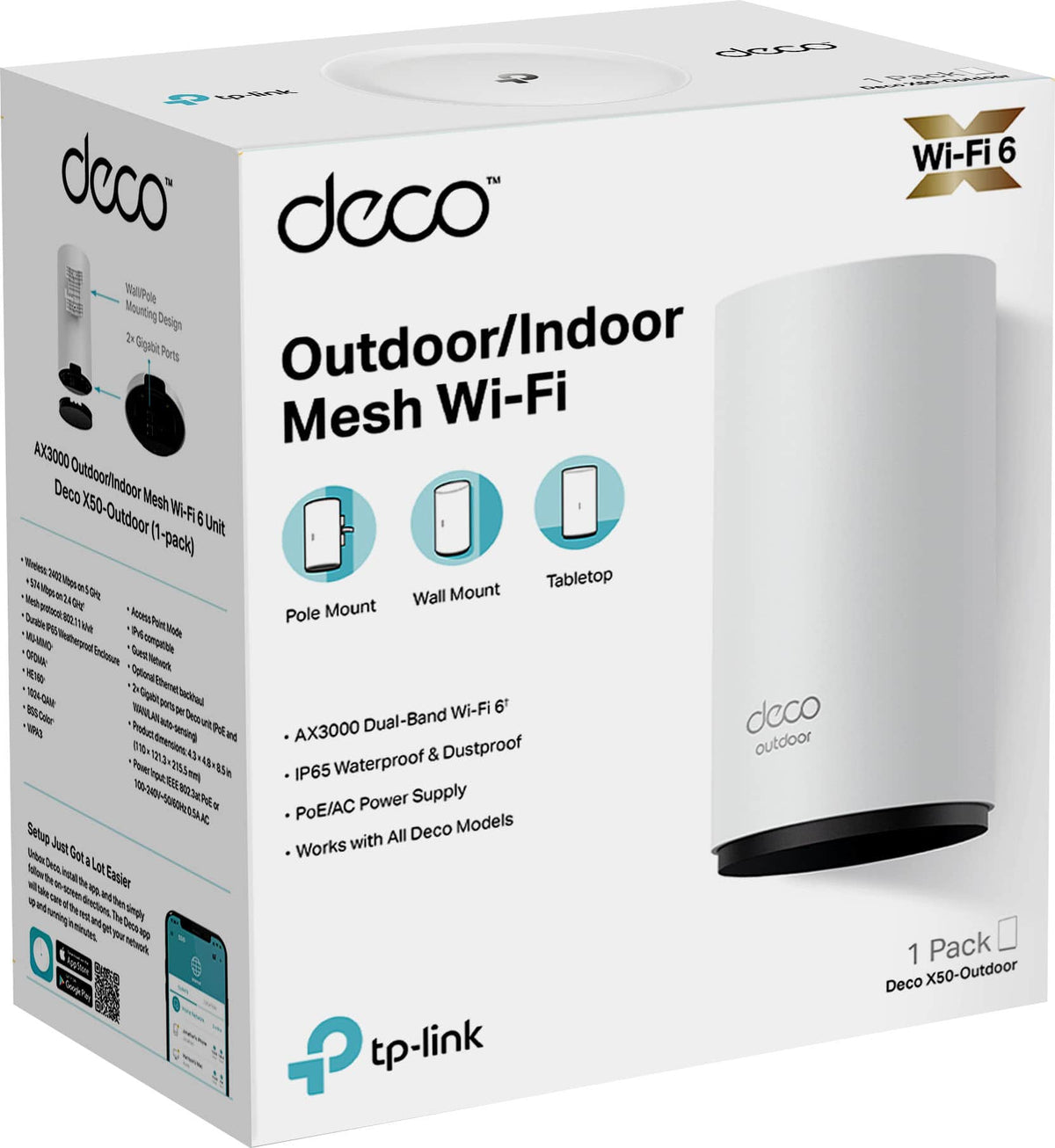 TP-Link - Deco X50 Outdoor AX3000 Dual-Band Mesh Wi-Fi- 6 Router - White