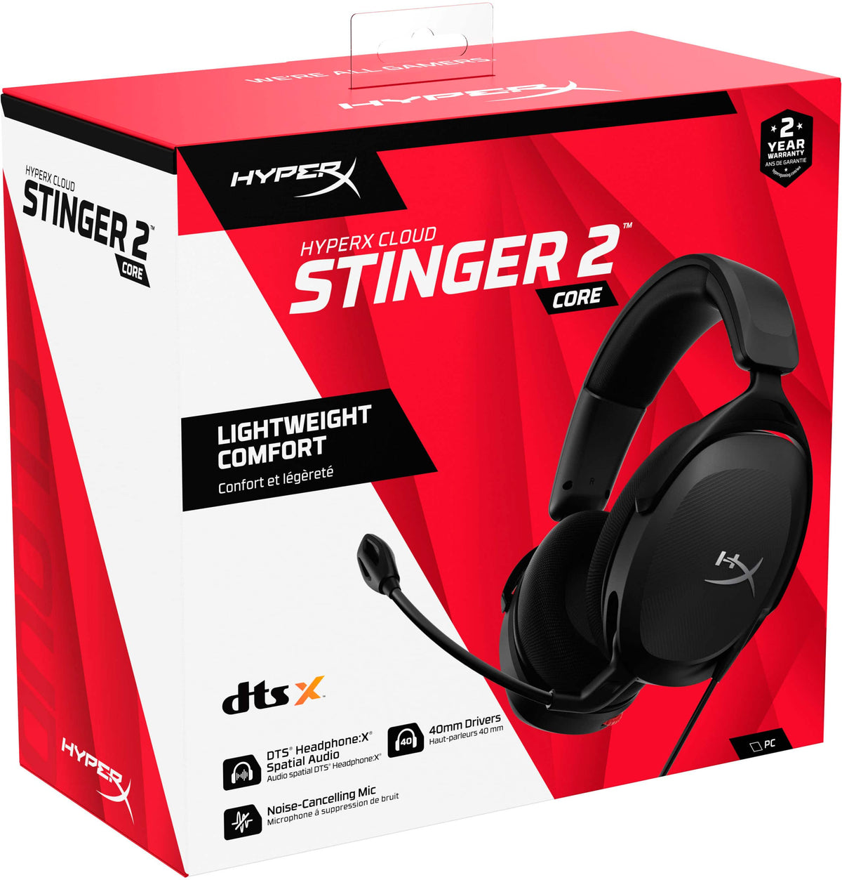 HyperX - Cloud Stinger 2 Core Wired Gaming Headset for PC - Black