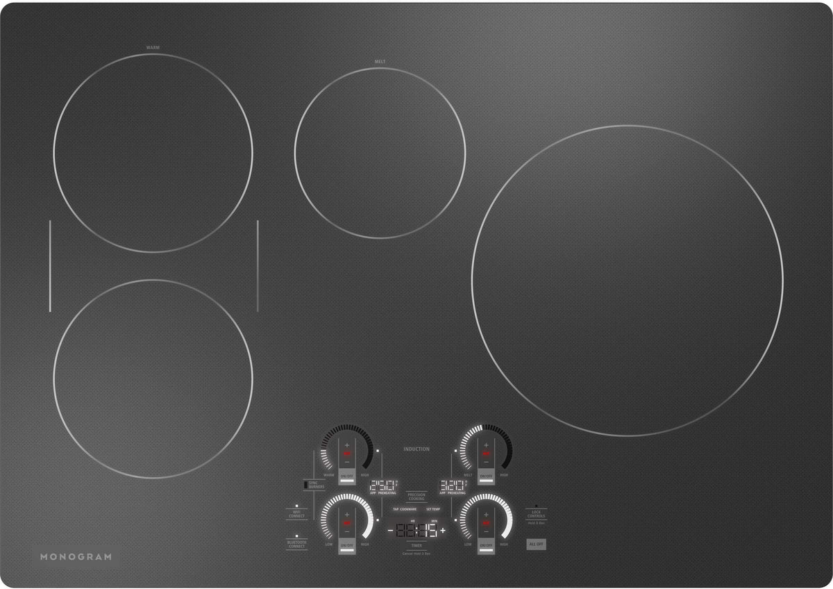 Monogram - 30" Built-In Induction Cooktop with 4 Cooking Elements and Precision Temperature Control - Black Graphite