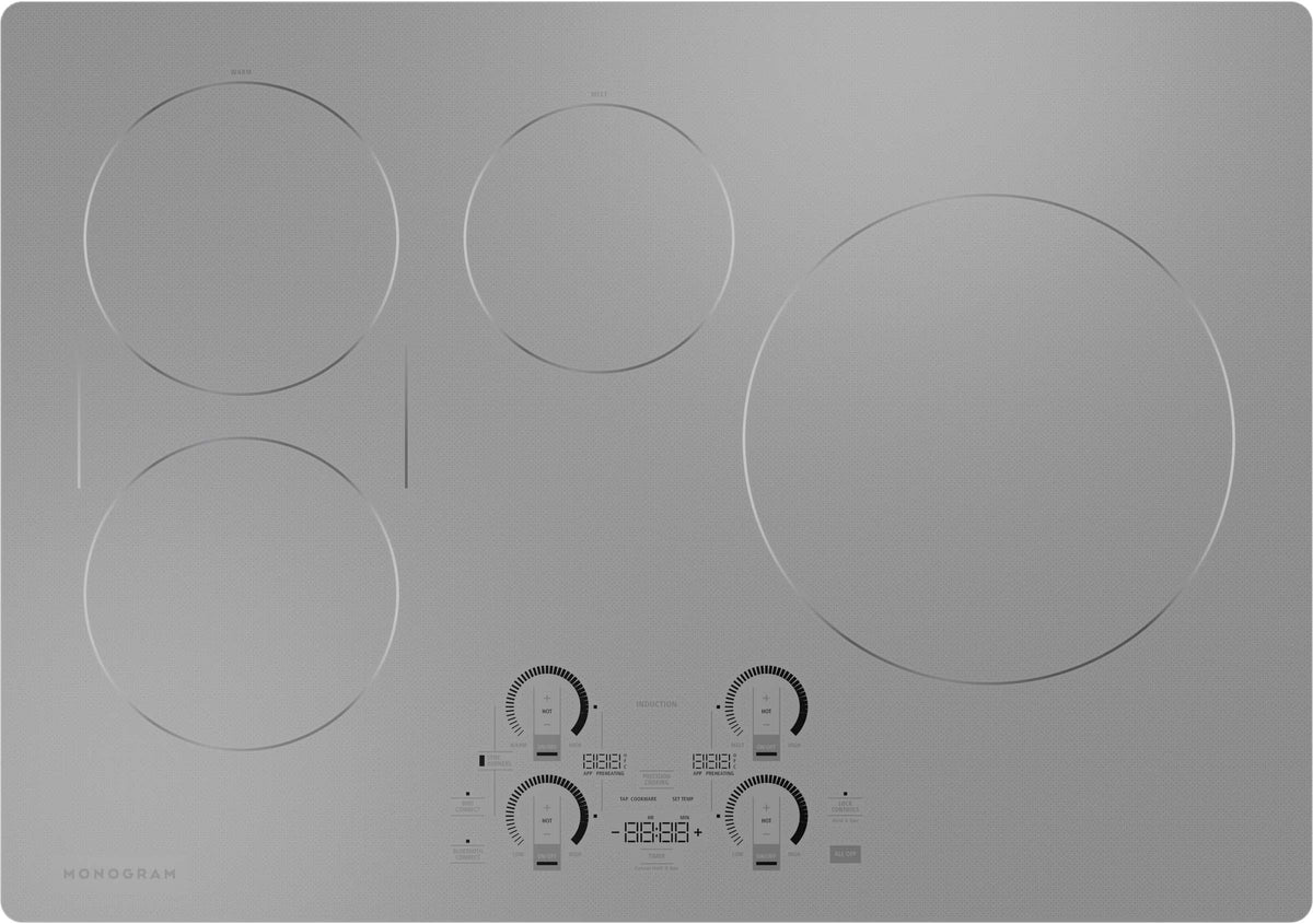 Monogram - 30" Built-In Electric Cooktop with 4 Induction Cooking Elements and Precision Temperature Control - Silver