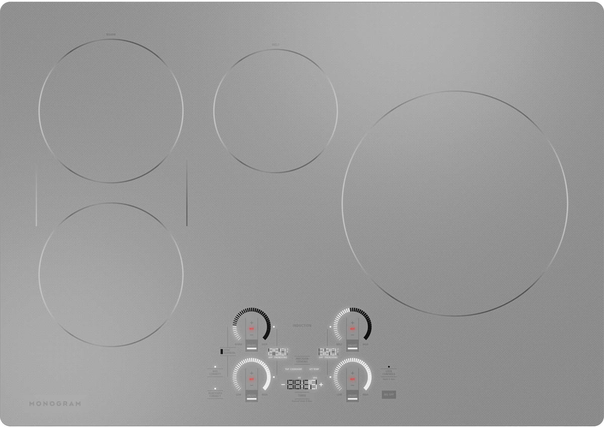 Monogram - 30" Built-In Electric Cooktop with 4 Induction Cooking Elements and Precision Temperature Control - Silver