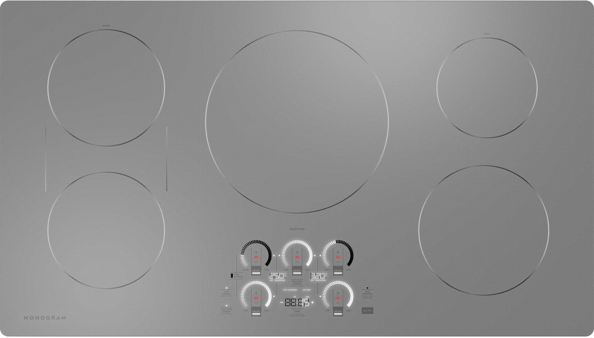 Monogram - 36" Built-In Induction Cooktop with 5 Induction Cooking Elements and Precision Temperature Control - Silver