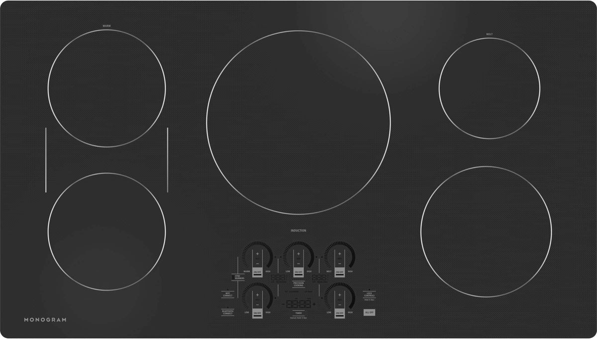 Monogram - 36" Built-In Electric Cooktop with 5 Induction Cooking Elements and Precision Temperature Control - Black Graphite