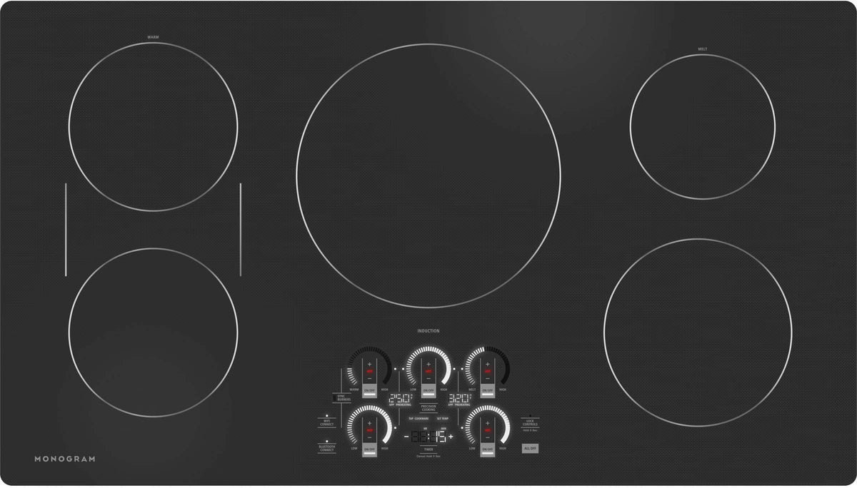 Monogram - 36" Built-In Electric Cooktop with 5 Induction Cooking Elements and Precision Temperature Control - Black Graphite