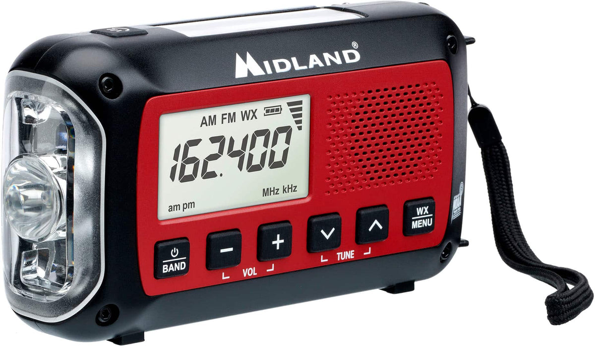 Midland - Emergency Crank Weather Alert Radio - Red/Black
