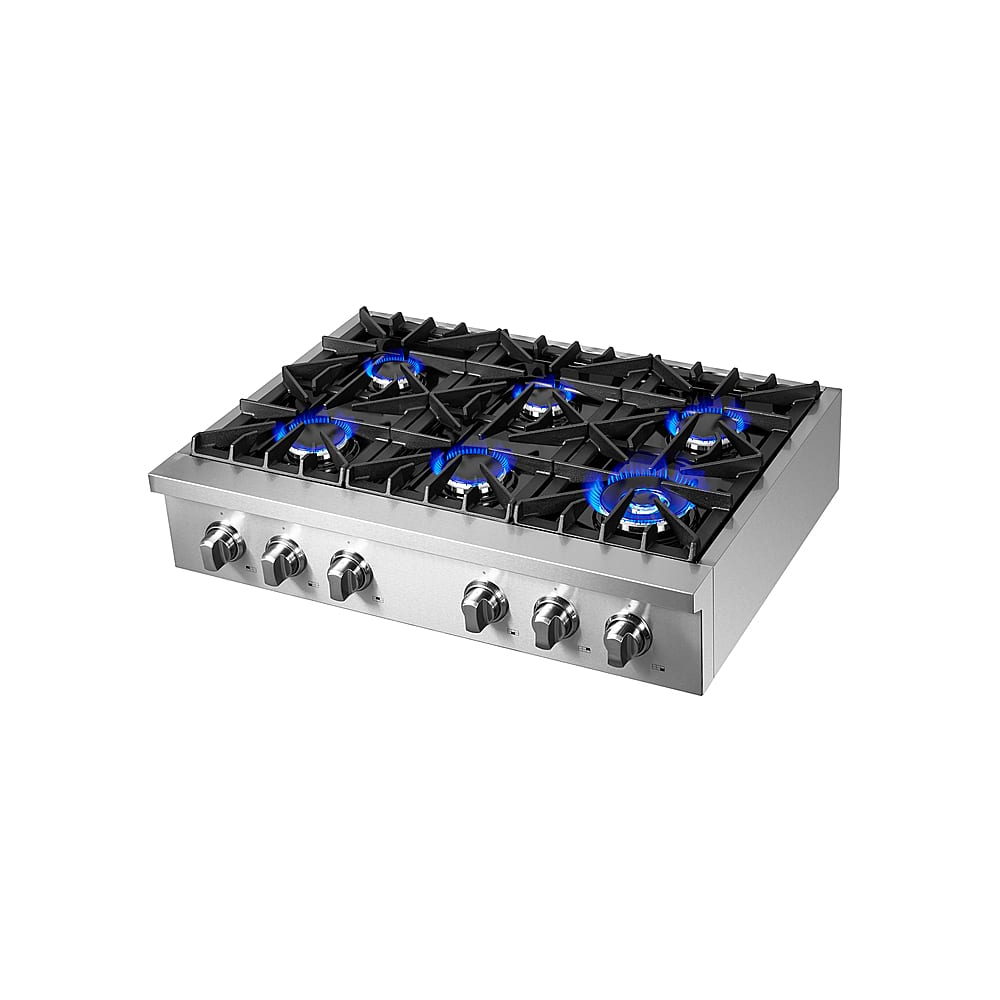 Forno Appliances - 36 in. Wide 6 Burner Cossato Built-In Gas Cooktop with Sealed Burners and LP Conversion Kit - Stainless Steel