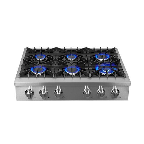 Forno Appliances - 36 in. Wide 6 Burner Cossato Built-In Gas Cooktop with Sealed Burners and LP Conversion Kit - Stainless Steel