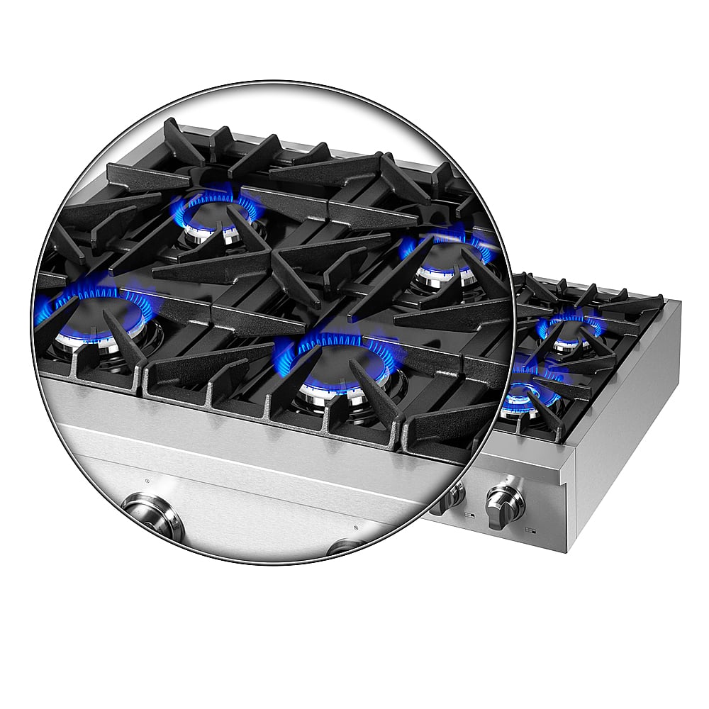 Forno Appliances - 36 in. Wide 6 Burner Cossato Built-In Gas Cooktop with Sealed Burners and LP Conversion Kit - Stainless Steel