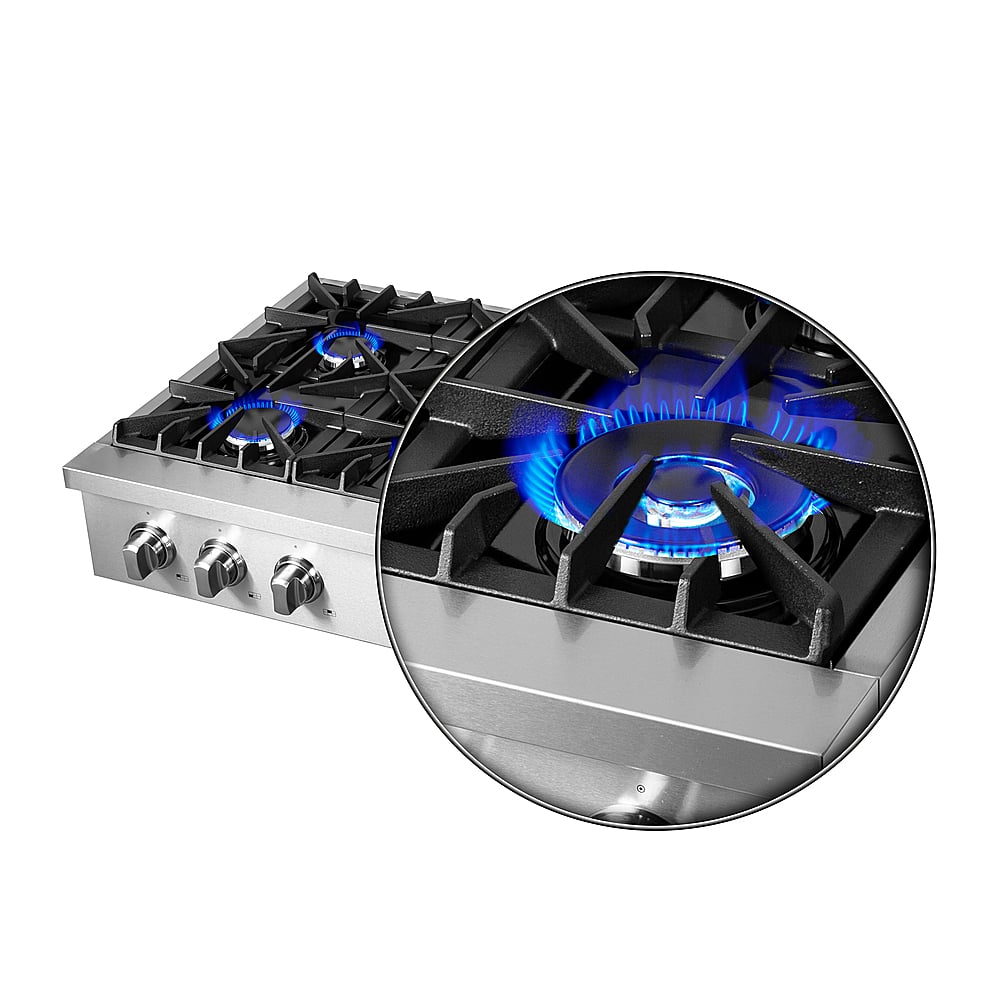 Forno Appliances - 36 in. Wide 6 Burner Cossato Built-In Gas Cooktop with Sealed Burners and LP Conversion Kit - Stainless Steel