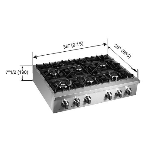 Forno Appliances - 36 in. Wide 6 Burner Cossato Built-In Gas Cooktop with Sealed Burners and LP Conversion Kit - Stainless Steel