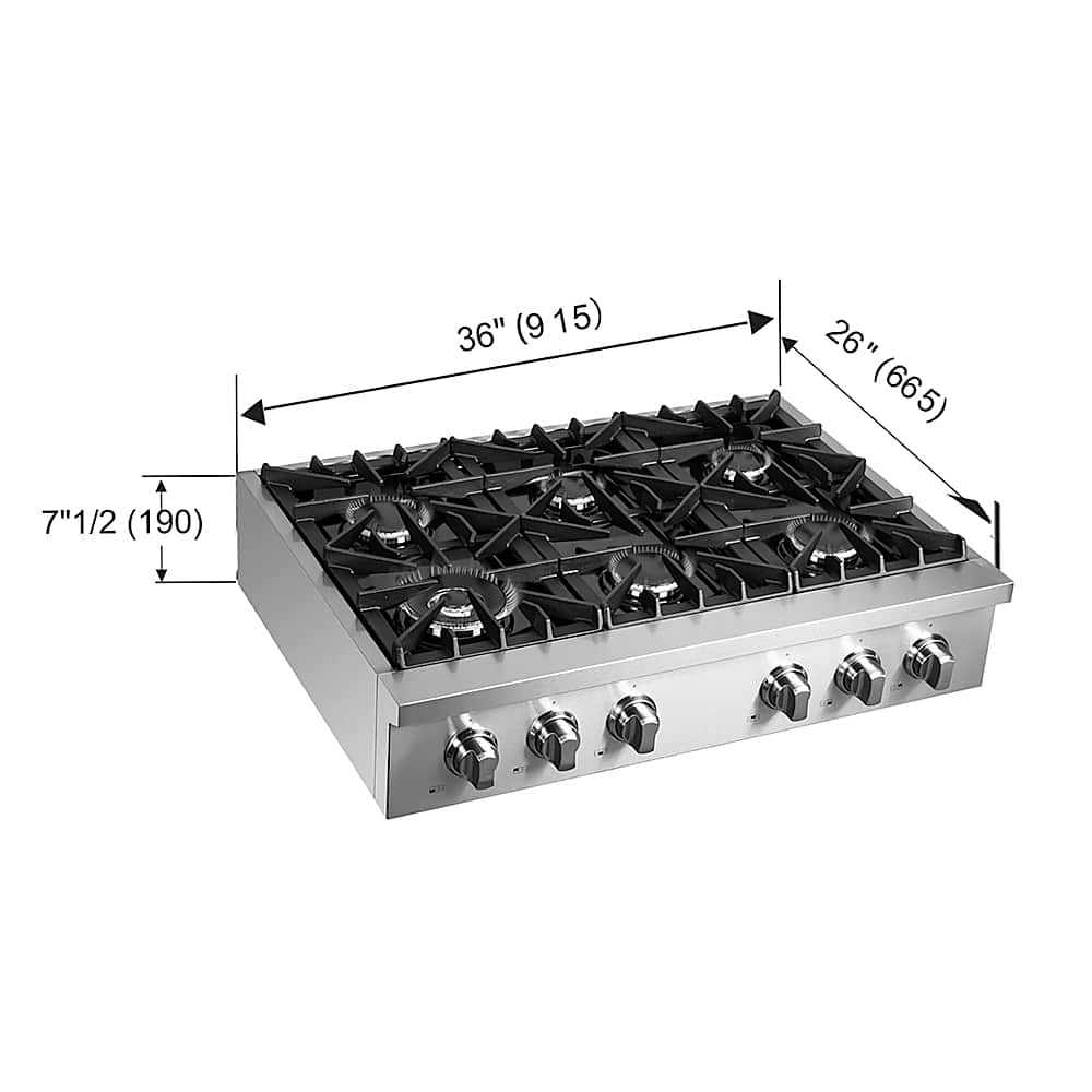 Forno Appliances - 36 in. Wide 6 Burner Cossato Built-In Gas Cooktop with Sealed Burners and LP Conversion Kit - Stainless Steel