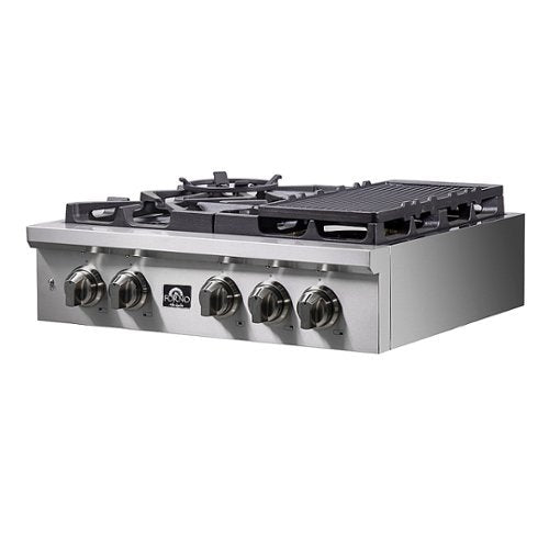 Forno Appliances - 30 in. Wide 5 Burner Spezia Built-In Gas Cooktop with Brass Burners and LP Conversion Kit - Stainless Steel