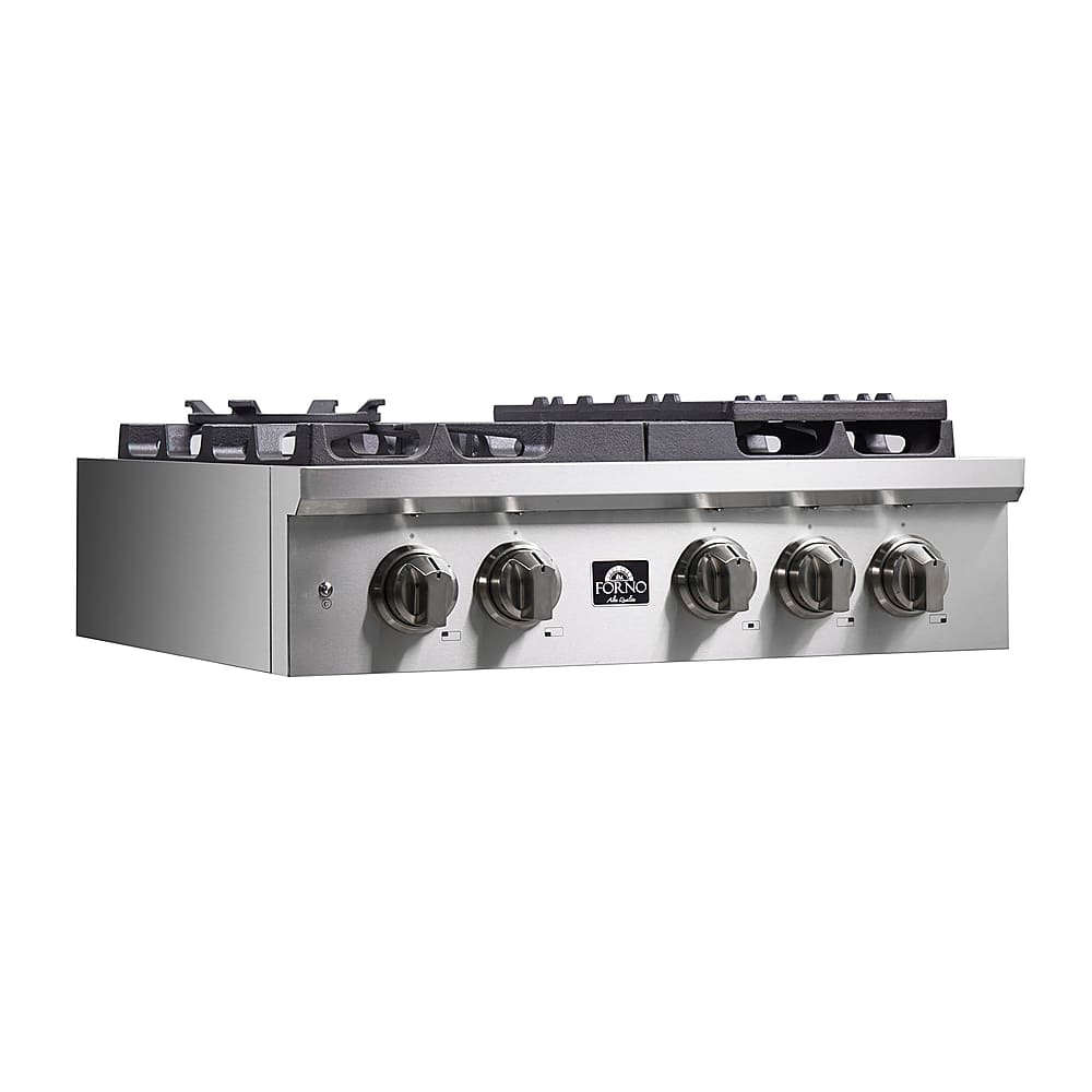 Forno Appliances - 30 in. Wide 5 Burner Spezia Built-In Gas Cooktop with Brass Burners and LP Conversion Kit - Stainless Steel