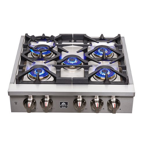 Forno Appliances - 30 in. Wide 5 Burner Spezia Built-In Gas Cooktop with Brass Burners and LP Conversion Kit - Stainless Steel