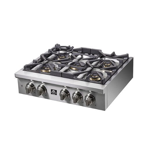 Forno Appliances - 30 in. Wide 5 Burner Spezia Built-In Gas Cooktop with Brass Burners and LP Conversion Kit - Stainless Steel