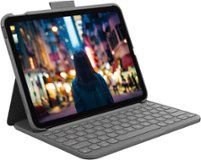 Logitech - Slim Folio Keyboard Case for Apple iPad - Latest Model A16 chip and iPad 10th Gen with Integrated Bluetooth Keyboard - Oxford Gray