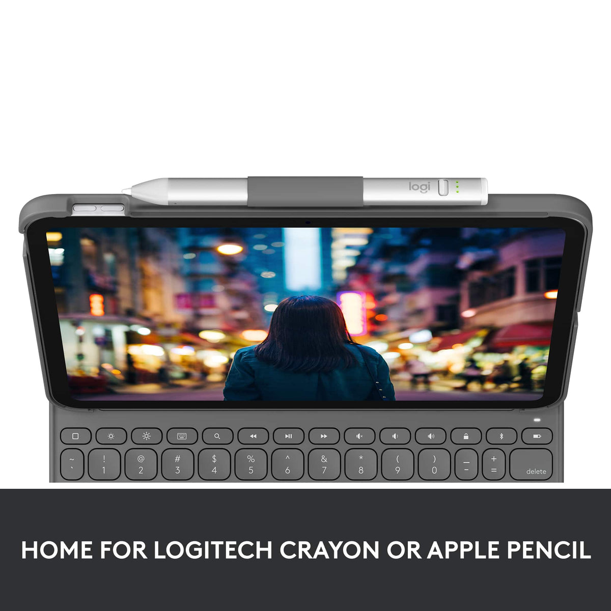 Logitech - Slim Folio Keyboard Case for Apple iPad - Latest Model A16 chip and iPad 10th Gen with Integrated Bluetooth Keyboard - Oxford Gray