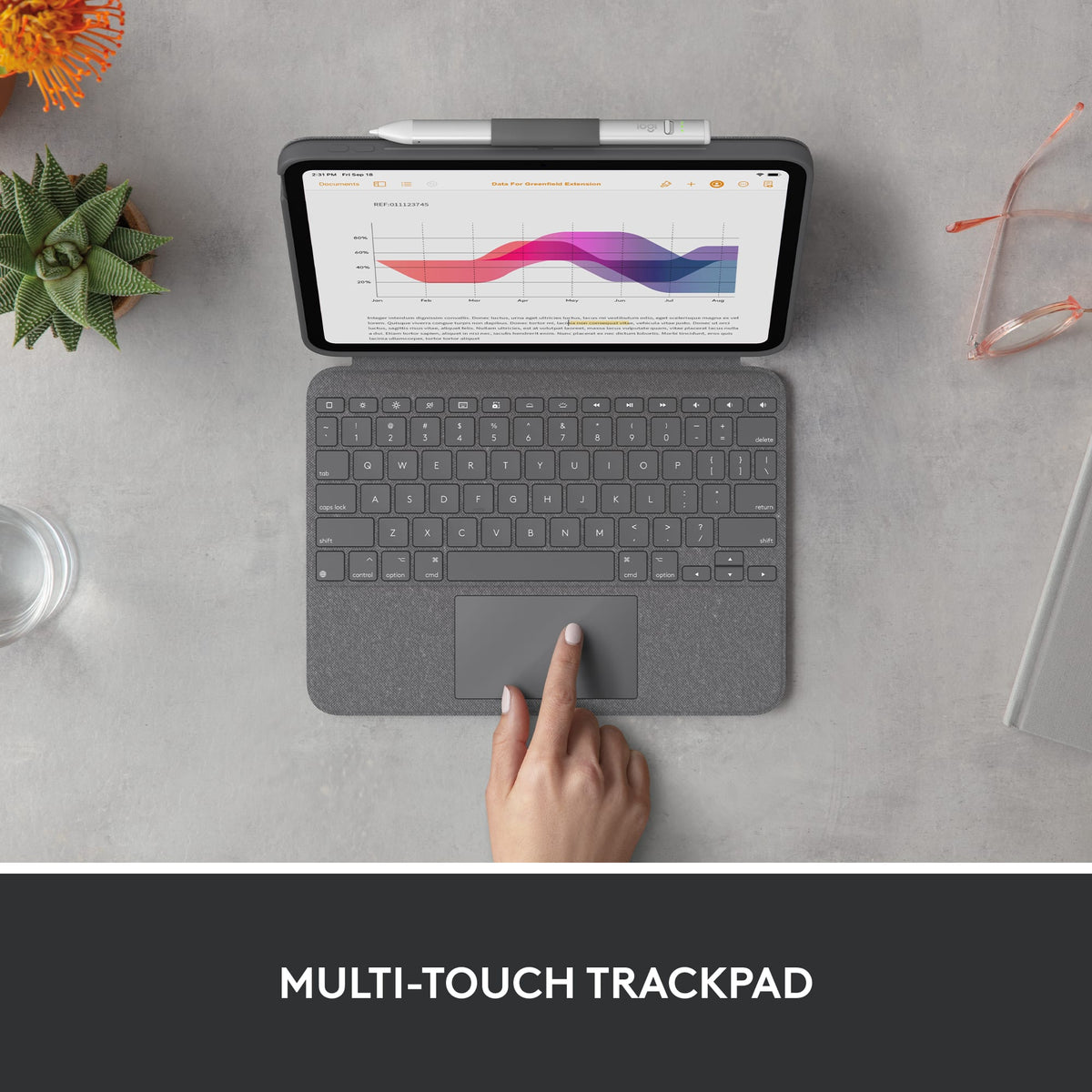 Logitech - Combo Touch Keyboard and Trackpad Case for Apple iPad - Latest Model A16 chip and iPad 10th Gen with Detachable Keyboard - Oxford Gray