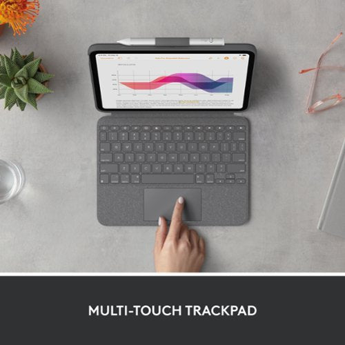 Logitech - Combo Touch Keyboard and Trackpad Case for Apple iPad - Latest Model A16 chip and iPad 10th Gen with Detachable Keyboard - Oxford Gray