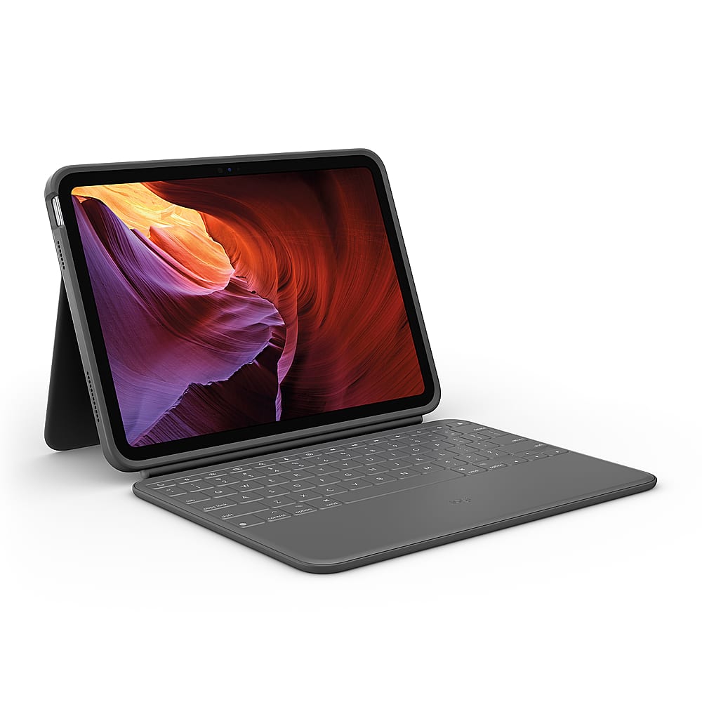 Logitech - Rugged Folio Keyboard Case for Apple iPad - Latest Model A16 chip and iPad 10th Gen with Spill-proof Keyboard - Oxford Gray