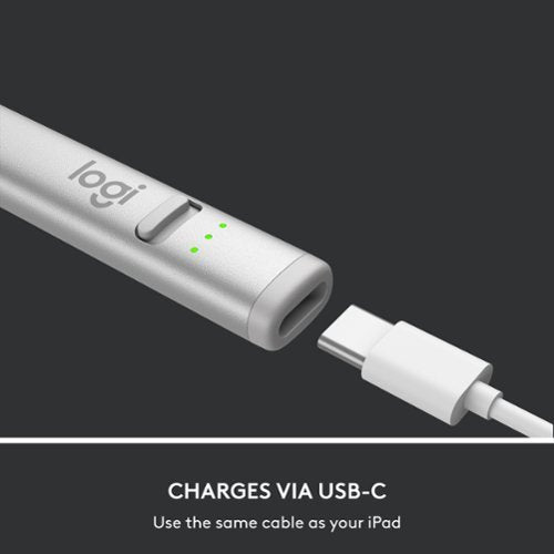 Logitech - Crayon Digital Pencil for All Apple iPads (2018 releases and later) with USB-C ports - Silver