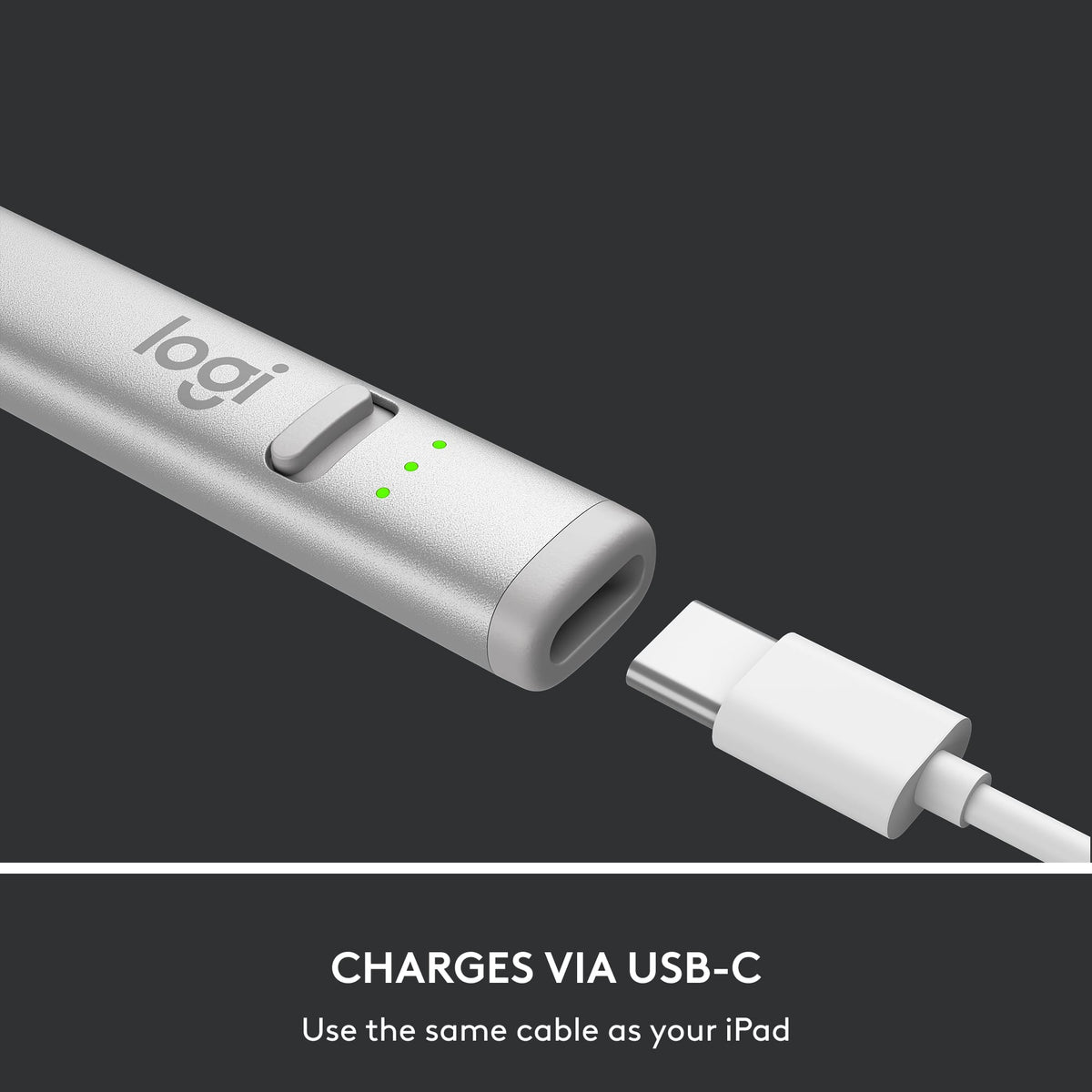 Logitech - Crayon Digital Pencil for All Apple iPads (2018 releases and later) with USB-C ports - Silver