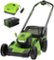 Greenworks - 80-Volt 21-Inch Self-Propelled Lawn Mower with 4.0Ah Battery and Charger - Green