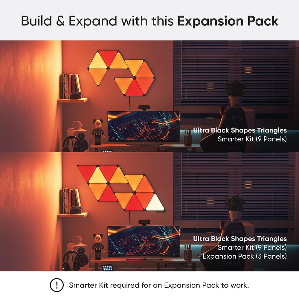 Nanoleaf - Shapes Ultra Black Triangles Expansion Pack (3 Panels) - Multicolor