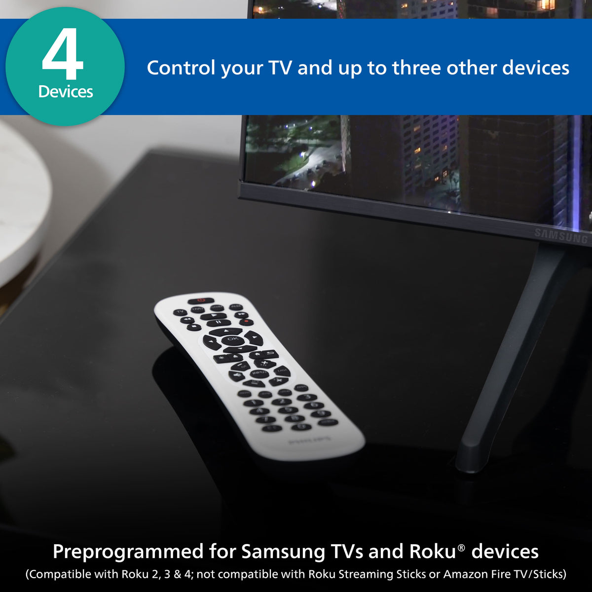 Philips - 4-Device Backlit Universal Remote - White
