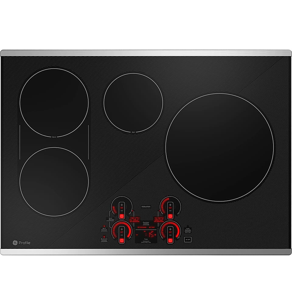 GE Profile - ENERGY STAR 30" Built-In Touch Control Electric Induction Cooktop - Stainless Steel on Black
