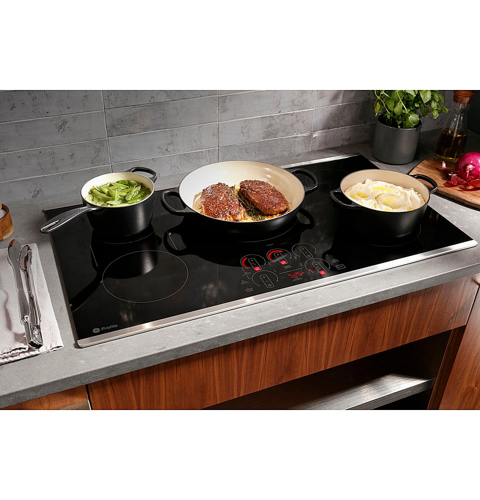 GE Profile - ENERGY STAR 30" Built-In Touch Control Electric Induction Cooktop - Stainless Steel on Black