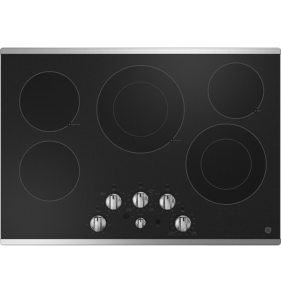 GE - 30" Electric Built In Cooktop with 2 Power Boil Dual Ring Elements - Stainless Steel