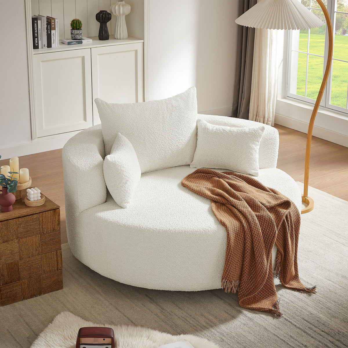 360° Swivel Chair Accent Barrel Chair With Removable Pillows