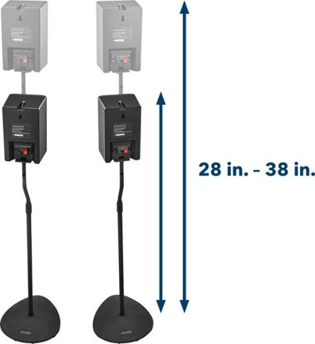 Insignia™ - 28 – 38" Adjustable Height Speaker Stands for Satellite Speakers - Black