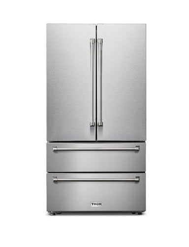 Thor Kitchen - 36 in. Wide 22.5 Cu. Ft. Professional French Door Counter Depth Refrigerator with Ice Maker - Stainless Steel