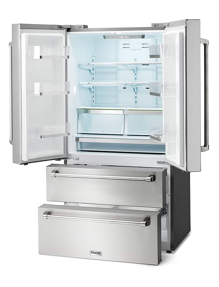 Thor Kitchen - 36 in. Wide 22.5 Cu. Ft. Professional French Door Counter Depth Refrigerator with Ice Maker - Stainless Steel