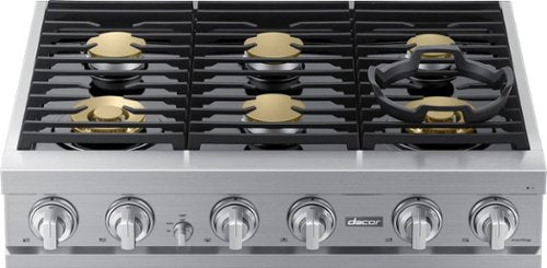 Dacor - 36 in. Wide 6 Burner Built-In Gas Rangetop - Silver Stainless Steel