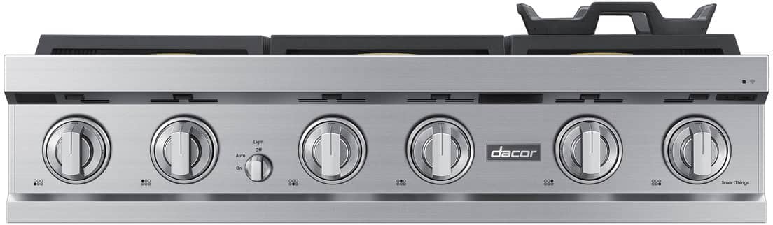 Dacor - 36 in. Wide 6 Burner Built-In Gas Rangetop - Silver Stainless Steel