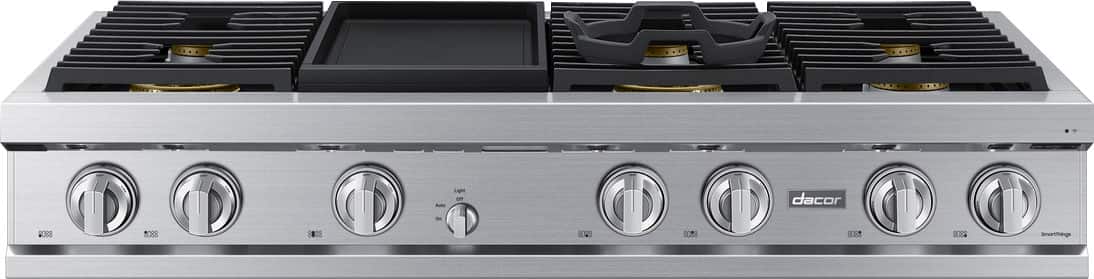 Dacor - 48 in. Wide 6 Burner Built-In Gas Rangetop withGriddle - Silver Stainless Steel